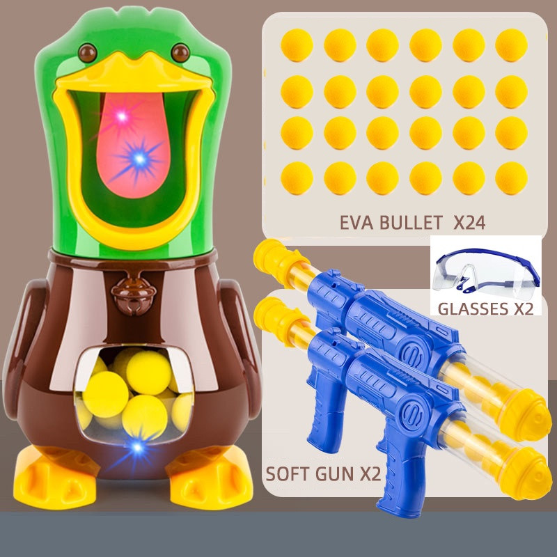 Набір іграшок: пістолет для стрільби по качці Duck Shooting, дитячий домашній тир, Качка з рушницею