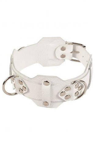 Нашийник VIP Leather Collar, White, фото 1