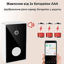 Відеодомофон Wifi на батарейках ААА з окремим бездротовим USB дзвінком Nectronix YE-B-01, фото 3