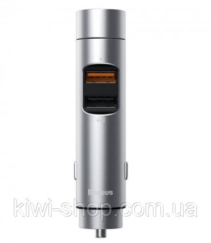 Автом зарядка Baseus 18W, FM трансмиттер Baseus Energy Column CCNLZ-C0S Bluetooth модулятор автомобильный 2USB - фото 2 - id-p1728629799