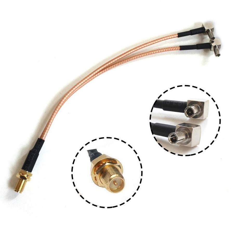 MIMO спліттер антенний 2x TS9 - RP SMA Female (мама) 15 см кабель пігтейл адаптер перехідник для 4G 3G модемів