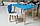 Синій прямокутний столик і стільчик дитячий ведмежа з білим сидінням. Синій дитячий столик, фото 3