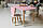 Рожевий прямокутний стіл і стільчик дитячий ведмежа з білим сидінням. Рожевий дитячий столик, фото 4