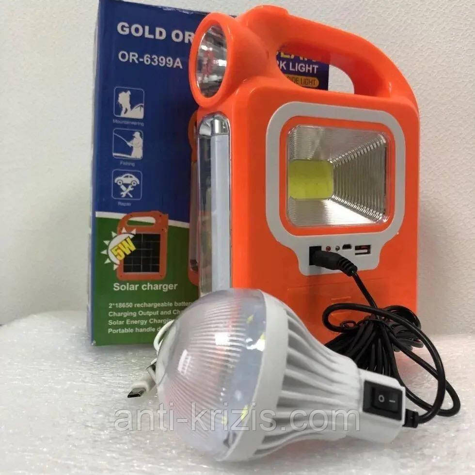 ВІДЕО-Система автономного освітлення із сонячною панеллю 6399А+лампа