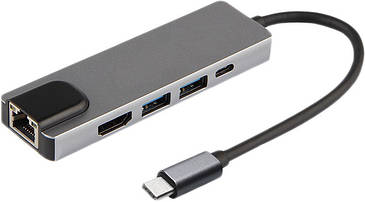 USB-хаб XoKo AC-500 Type-C to RJ45+HDMI+2xUSB 3.0 (XK-AC500-SL)