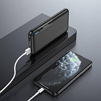 Повербанк Hoco J82 портативная батарея (10W, 10000 mAh, 2USB + Type-C, 2A, LED индикатор) - Черный