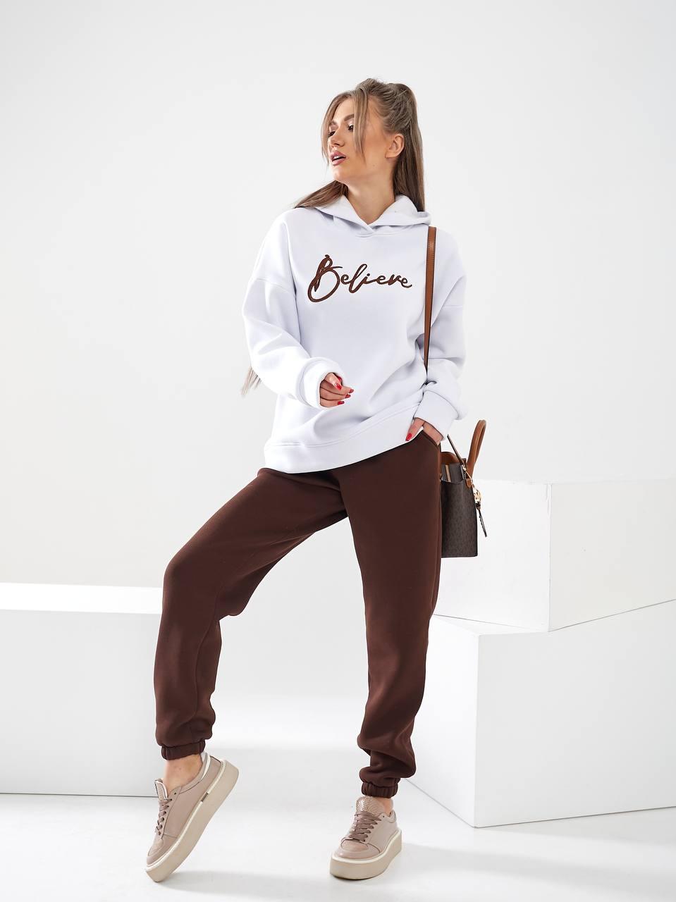 Спортивний костюм тринитка на флісі ПЄНЬЄ, шоколад арт 465, фото 1