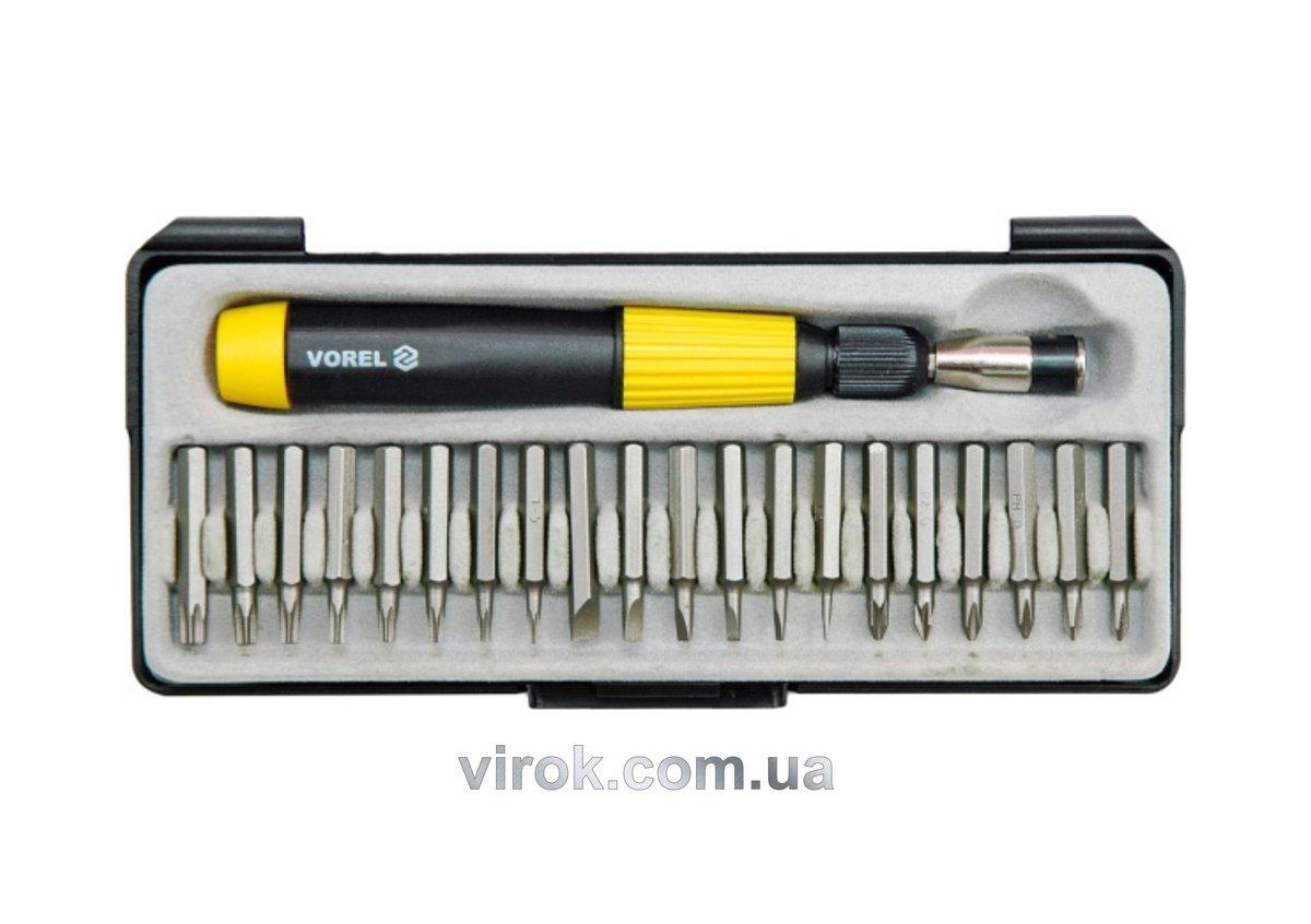 Набір насадок викруткових VOREL : 22 шт. + тримач. Cr-V [12/60]