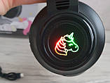 Навушники Котячі вушка/єдиноріг бездротові з мульти RGB,МР3плеер Cute Headset 27STN Bluetooth Black  STN-27, фото 2
