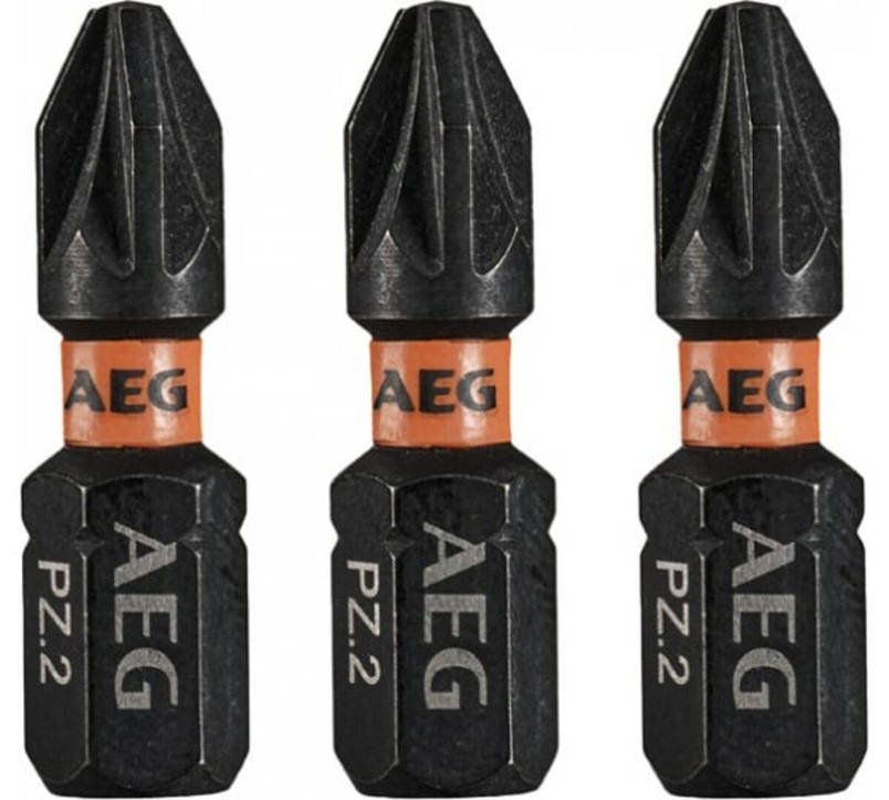 Насадки викруткові ударостійкі AEG: PZ2, l= 25 мм, 3 шт., фото 3