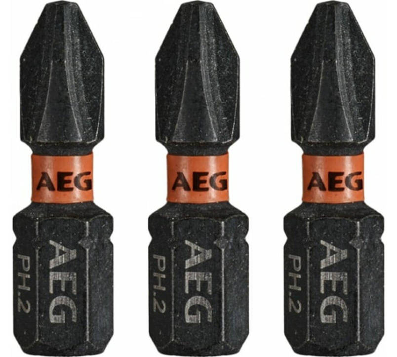 Насадки викруткові ударостійкі AEG: PH2, l= 25 мм, 3 шт., фото 3