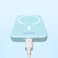 Зовнішній акумулятор з бездротовою зарядкою Baseus Magnetic 20W 6000mAh для iPhone 12/13/14/15 Blue, фото 5
