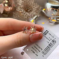 Срібні сережки гвіздочки в позолоті Сніжинка