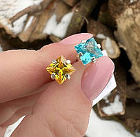 Срібні сережки гвоздики Патріотичні