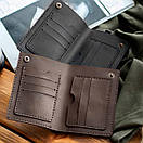 Чоловіче шкіряне портмоне Brutto коричневе з натуральної телячої шкіри ручної роботи на кнопці гаманець шкіра, фото 5