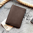 Чоловіче шкіряне портмоне Brutto коричневе з натуральної телячої шкіри ручної роботи на кнопці гаманець шкіра, фото 4