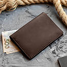 Чоловіче шкіряне портмоне Brutto коричневе з натуральної телячої шкіри ручної роботи на кнопці гаманець шкіра, фото 2