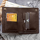 Чоловіче шкіряне портмоне Brutto коричневе з натуральної телячої шкіри ручної роботи на кнопці гаманець шкіра, фото 3