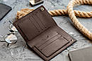 Чоловіче шкіряне портмоне Brutto коричневе з натуральної телячої шкіри ручної роботи на кнопці гаманець шкіра, фото 7