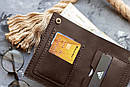 Чоловіче шкіряне портмоне Brutto коричневе з натуральної телячої шкіри ручної роботи на кнопці гаманець шкіра, фото 6