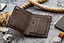 Чоловіче шкіряне портмоне Brutto коричневе з натуральної телячої шкіри ручної роботи на кнопці гаманець шкіра, фото 8