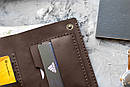 Чоловіче шкіряне портмоне Brutto коричневе з натуральної телячої шкіри ручної роботи на кнопці гаманець шкіра, фото 10