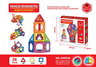 Конструктор магнітний MAGIC MAGNETIC JH8628 (48шт) 26 деталей у коробці 27,5*5*23,5 см