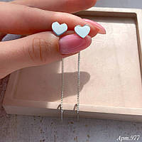 Срібні Сережки протяжки Серце