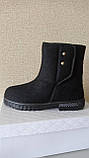 Жіночі зимові теплі чоботи-валянки бурки УГГИ короткі на липучці чорні 39р = 25.1 см, фото 2