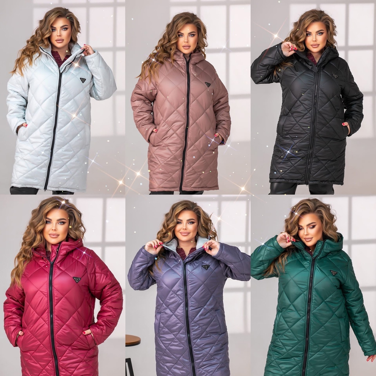 Куртка стеганное пальто Fashion на силиконе теплое современное 48-50 52-54 56-58