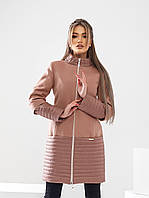 Пальто осінь / весна Кашемір + плащевка арт. 137/1 Беж / Молочний шоколад