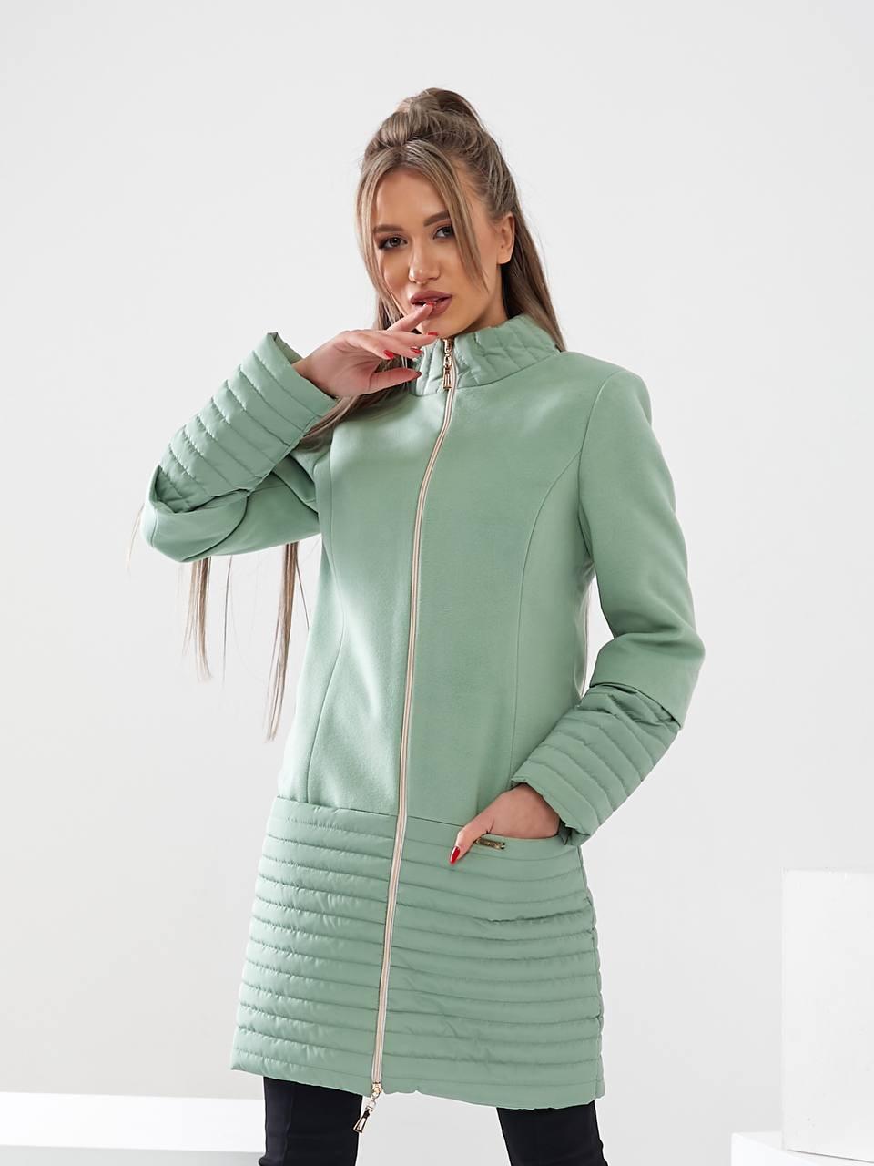 Пальто осінь / весна Кашемір + плащевка арт. 137 Бірюза