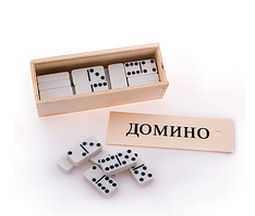 Доміно біле в дерев'яній коробці, 4010D
