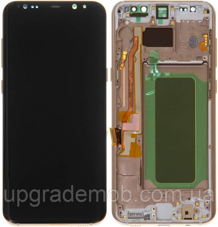 Дисплей-модуль тачскрин Samsung G955 Galaxy S8+ чорний OLED з рамкою золотистого кольору Maple Gold