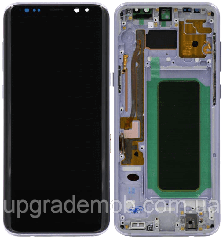 Дисплей модуль тачскрин Samsung G955 Galaxy S8+ чорний OLED з рамкою сірого кольору Orchid Gray