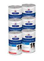 Упаковка влажного корма HILL'S PRESCRIPTION DIET d/d Food Sensitives для собак с лососем 370г 6шт
