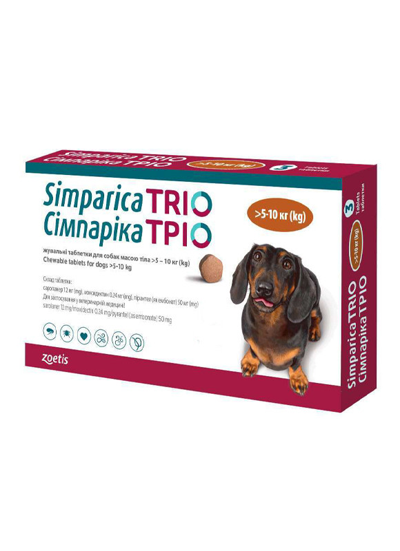 Купить Жевательная таблетка Simparica TRIO от глистов, блох и клещей ...