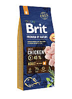 Сухой корм Brit Premium Dog Adult M для собак средних пород с курицей 15 кг