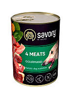Влажный корм Savory для взрослых собак с четырьмя видами мяса 400 г