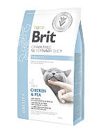 Сухой корм Brit Veterinary Diets Cat Obesity для снижение веса котов и дальнейшее поддержание его в норме 2 кг