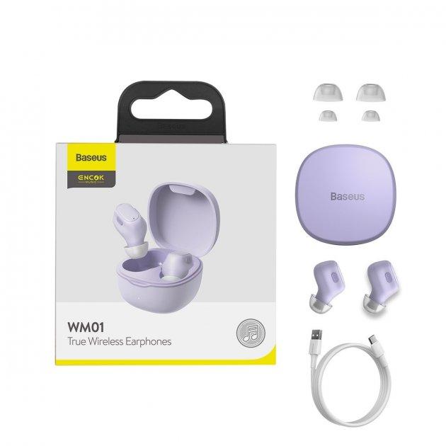 Навушники Безпровідні TWS (Bluetooth) Baseus Encok WM01 Purple NGWM01-05