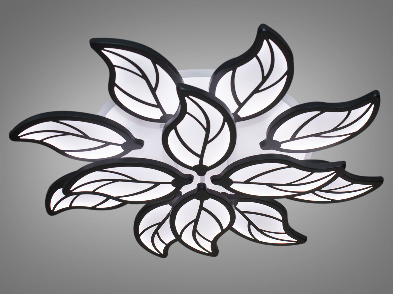 Красива LED-люстра для залу з підсвіткою, колір чорний, 200 W на 28 м2 8028-8+4BK-LS, фото 1