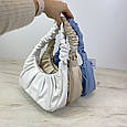 Жіноча сумка багет з м'якою ручкою на плече та ремінцем С60-1867 Біла, фото 2