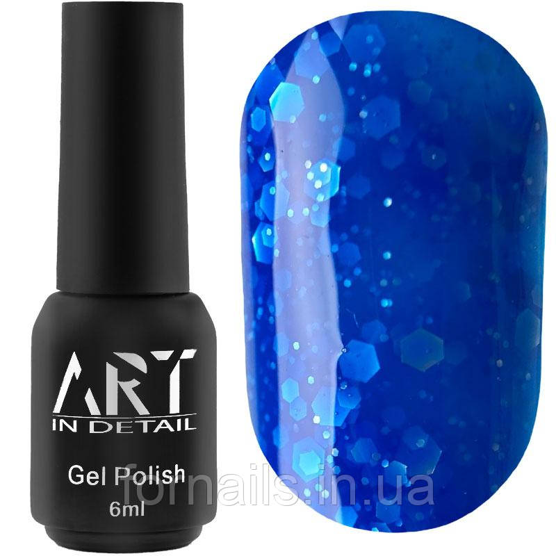 Гель-лак ART Bubble №B010 (напівпрозорий синій з білими пластівцями), 6 мл