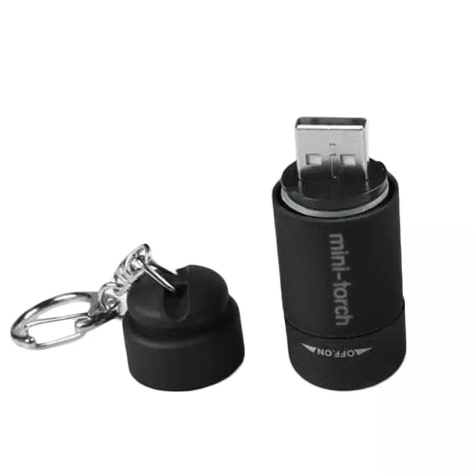 Ліхтарик USB кишеньковий Брелок чорний.