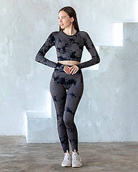 Комплект двійка: лосини з ефектом пуш-ап та рашгард з вирізом під палець S, Тай-Дай Чорний