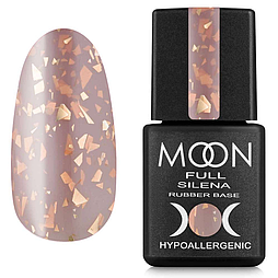Каучукова База для гель лаку Moon Full Silena №2034 натурально-темна із золотою поталлю 8 мл