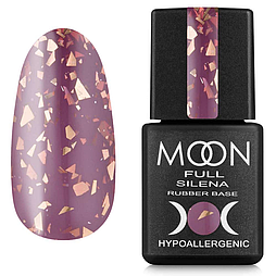 Каучукова База для гель лаку Moon Full Silena №2036 світло-пурпурна із золотою поталлю 8 мл