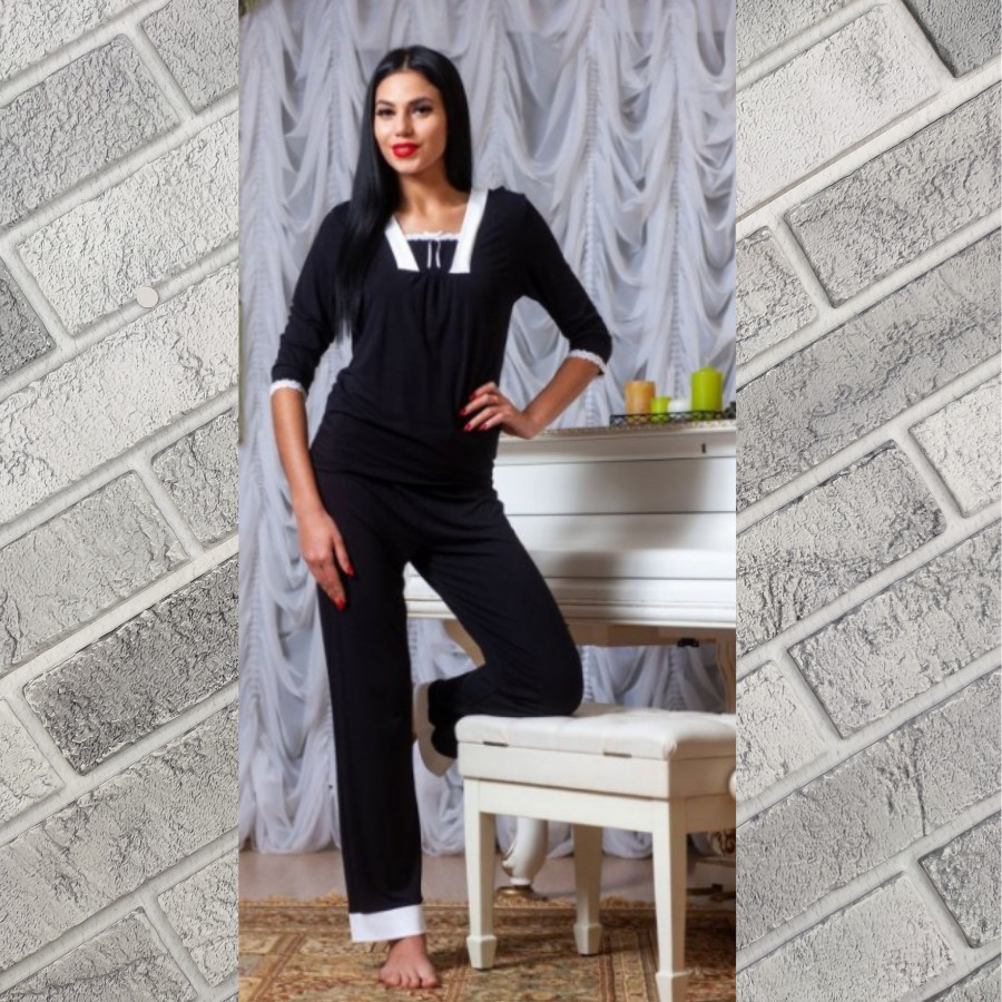 Комплект жіночий домашній (кофточка+штани) р.XL чорний STYLE-X 30037055