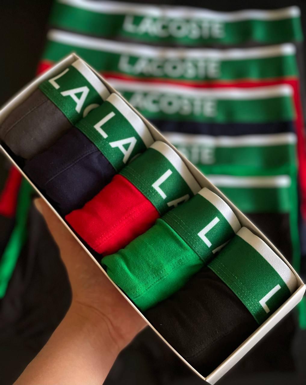 Чоловічий набір трусів Lacoste Комплект чоловічої білизни Лакост їхньої бавовни 5 шт боксери